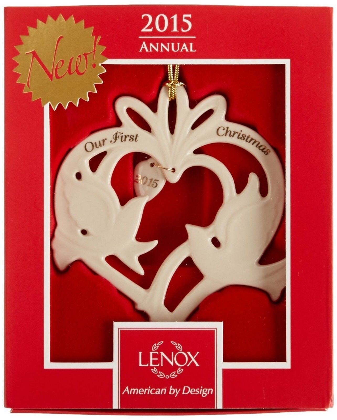 Lenox 2015 Our First Christmas Ornament Wedding  Anniversary Love Doves 1st NEW2