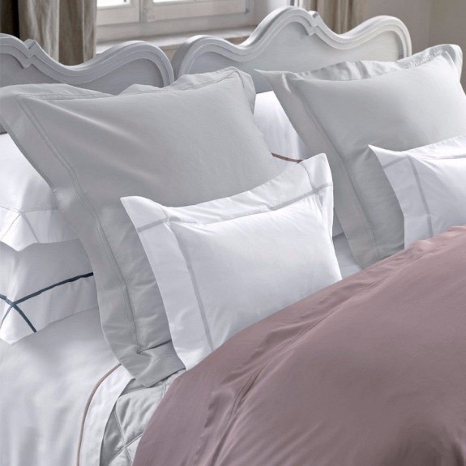 Yves Delorme Triomphe Taupe Queen Flat Sheet Sureau Egyptian Cotton Sateen NEW3