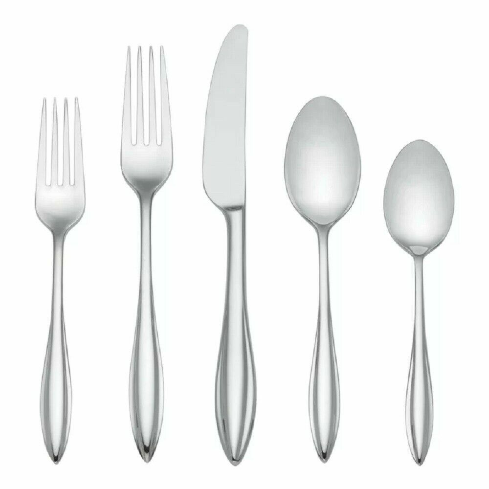 Lenox Sculpt 65 PC Flatware Set Service For 12 & 5PC Hostess Stainless 18/10 NEW1