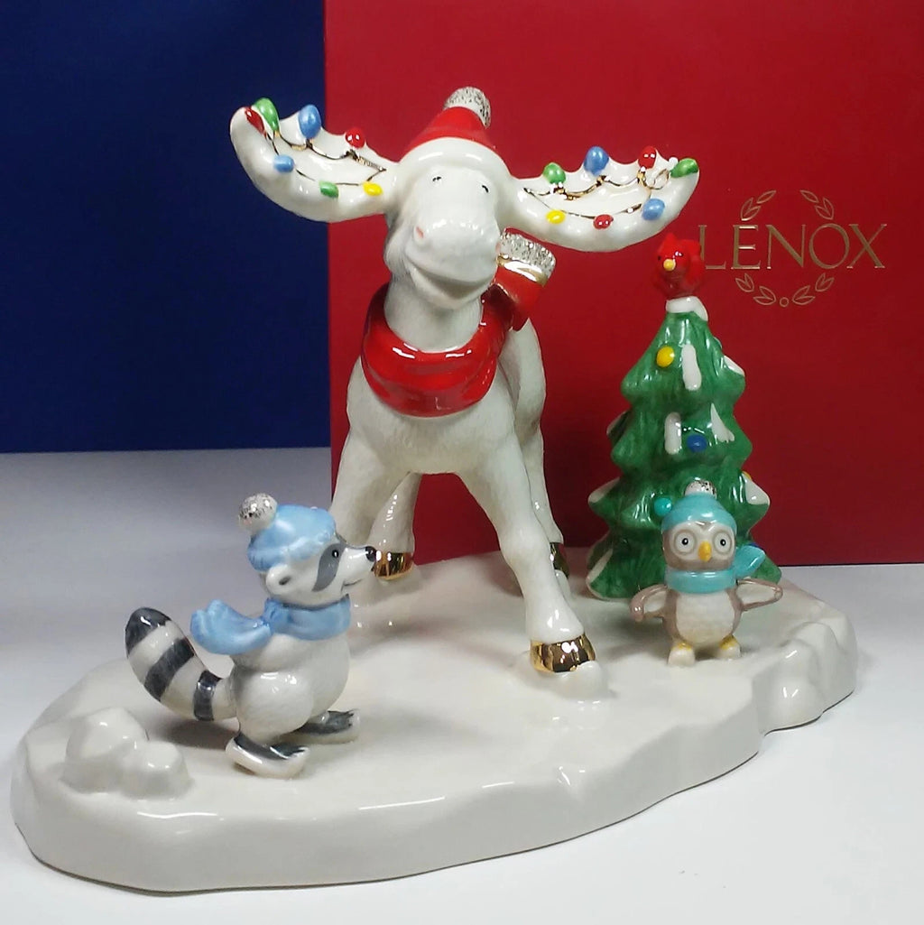 Lenox 2022 Marcel Moose Skating Party Figurine Forest Friends Christmas LE NEW9
