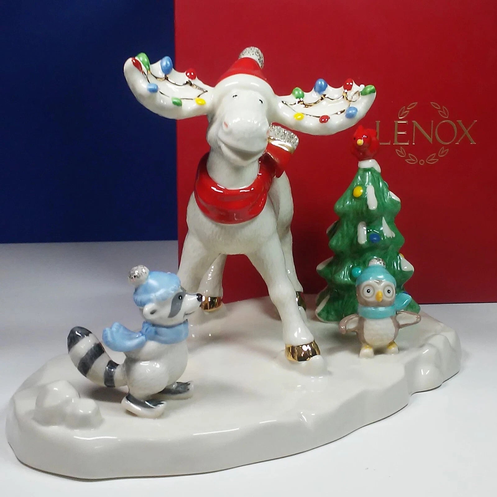 Lenox 2022 Marcel Moose Skating Party Figurine Forest Friends Christmas LE NEW9