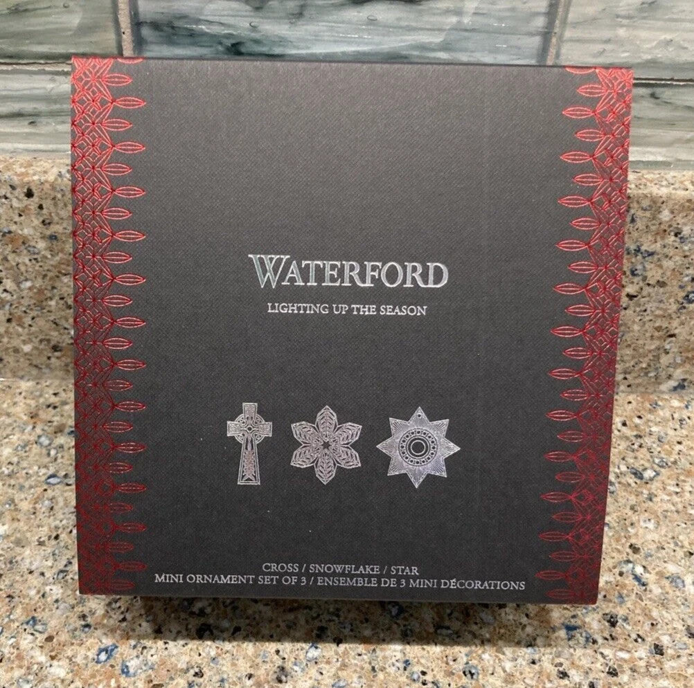 Waterford Crystal Ornament Set Cross Snowflake Star Christmas 4003444 NEW IN BOX6