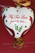 Reed & Barton 5 Golden Rings Glass Ornament Five 12 Days Of Christmas Heart NEW2