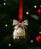 Lenox 2024 Jingle Bell Ornament Annual Silver Bow Red Ribbon Rings Christmas NEW3