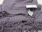 Yves Delorme Purple Gabriel Throw Blanket Fringed Houndstooth Merino Wool NEW3