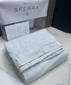 Sferra Onda Queen Duvet Cover Aquamarine Print Cotton Sateen Jacquard Italy NEW6