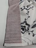 Yves Delorme Silhouette Queen Flat Sheet Black White Print Pink Cuff Percale NEW0