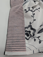 Yves Delorme Silhouette Queen Flat Sheet Black White Print Pink Cuff Percale NEW0