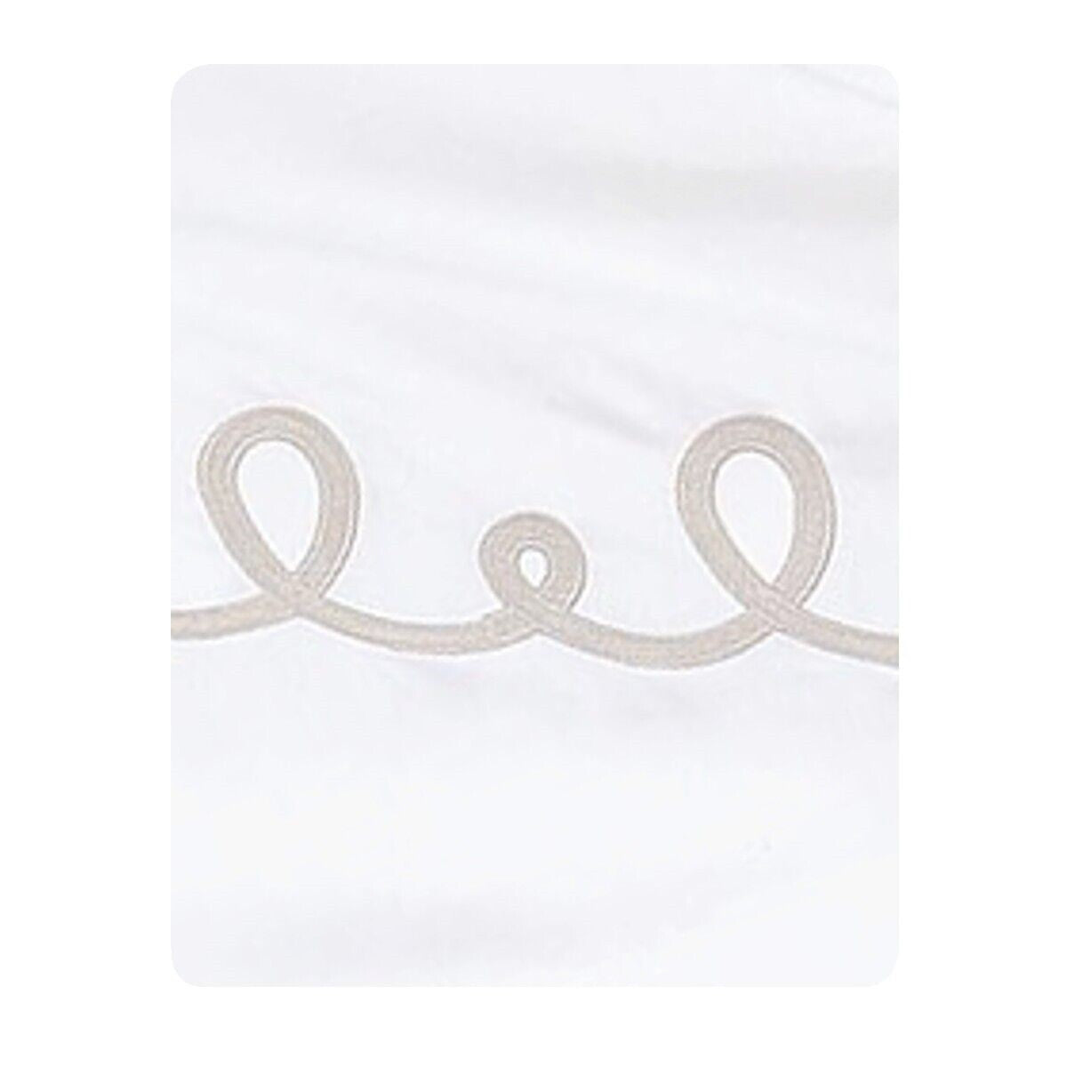 Yves Delorme Italics White Queen Duvet Tan Embroidery Egyptian Cotton Sateen NEW4