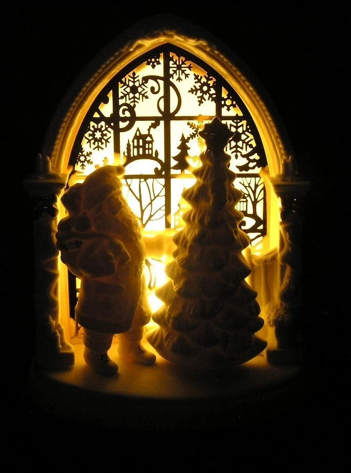Lenox Illuminations Lighted Santa Figurine Christmas Tree Pierced Gold Arch NEW3