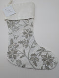 Sferra Allegria Velvet Christmas Stocking Poinsettia Ivory Silver Embroidery NEW0