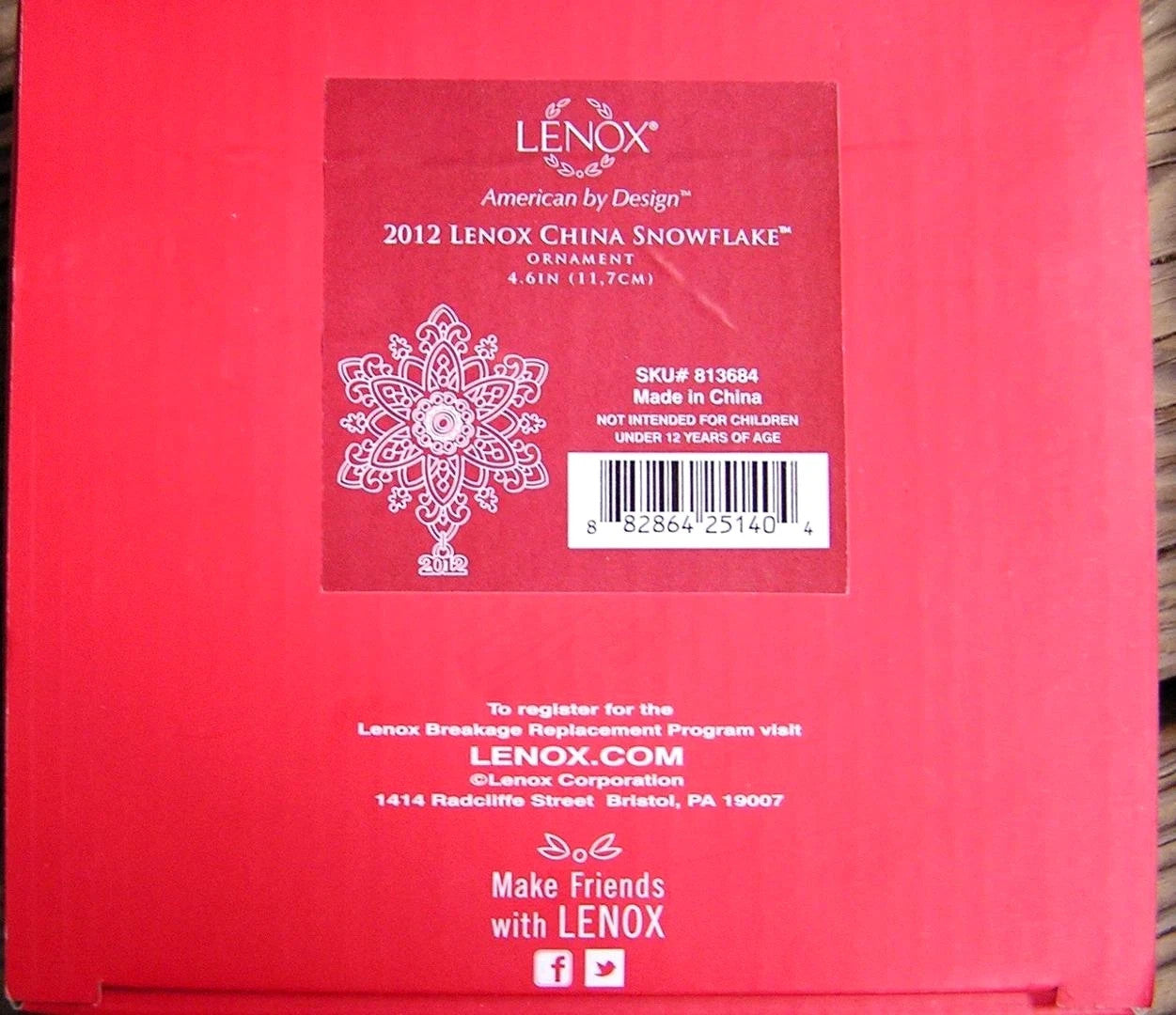 Lenox 2012 Gemmed Snowflake Ornament Annual Red Green Crystals Christmas NEW6