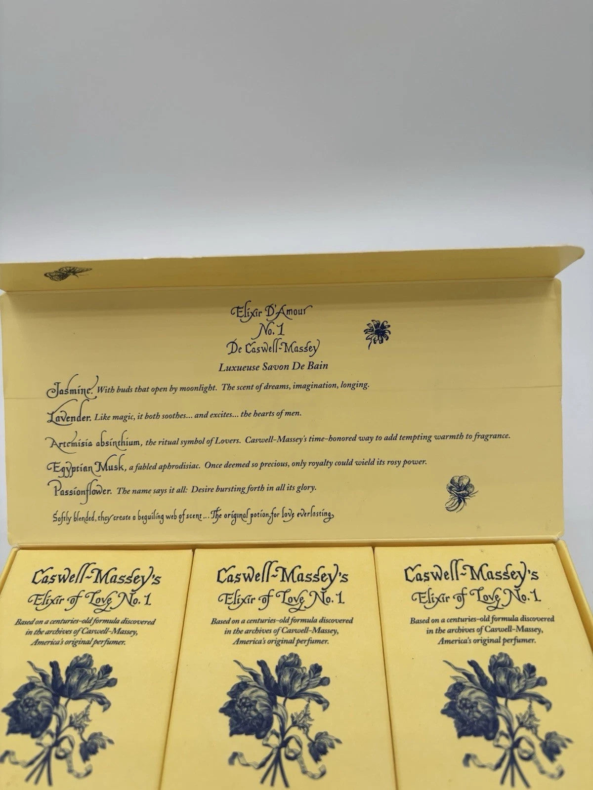 Caswell Massey Elixir of Love No. 1 Luxury Bath Soap 3 Bars 3.5 oz Each Gift NEW12