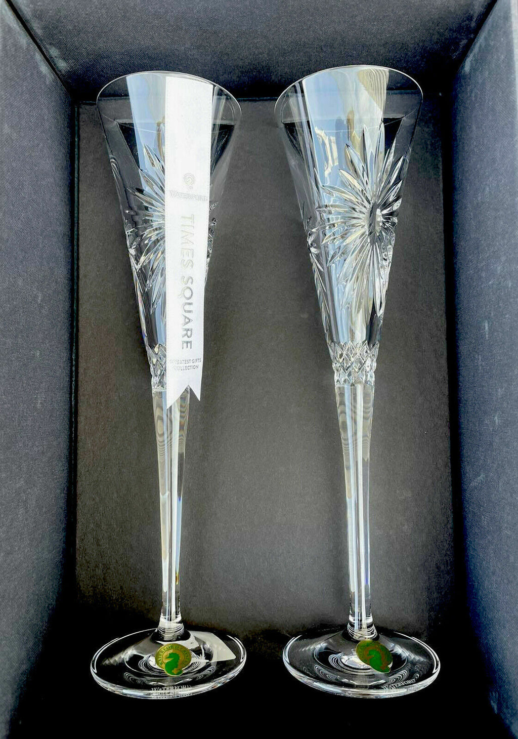 Waterford Crystal 202l Happiness Flutes Pair New Years ED #1055459 NEW IN BOX3