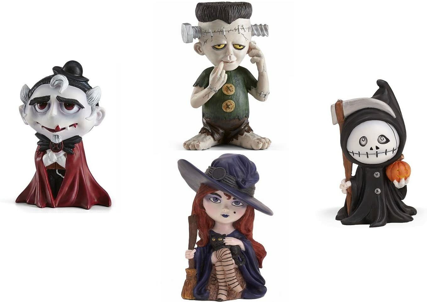 Lenox Halloween Spooky Town Figurines Witch Vampire Frankenstein Grim Reaper NEW0