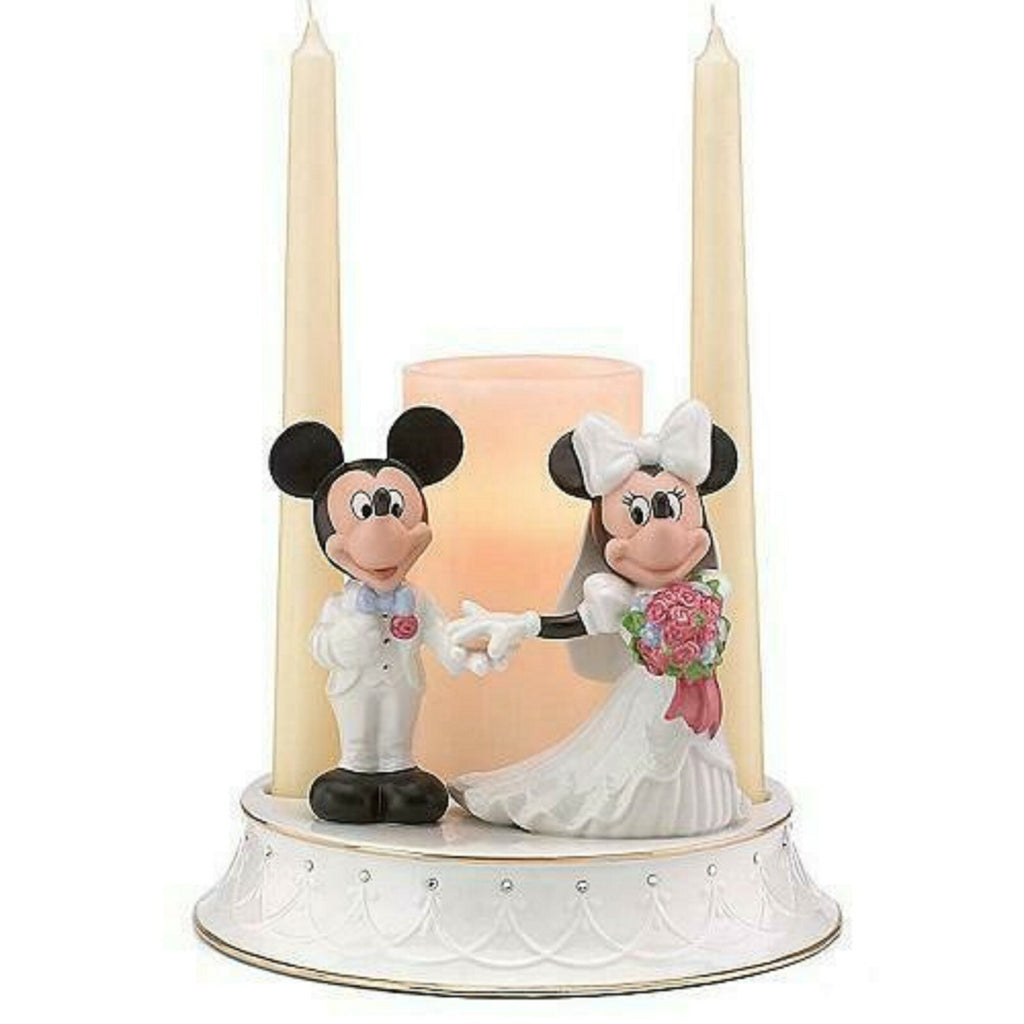Lenox Disney Mickey Minnie Unity Candle Holder Wedding Figurine Bride Groom NEW0