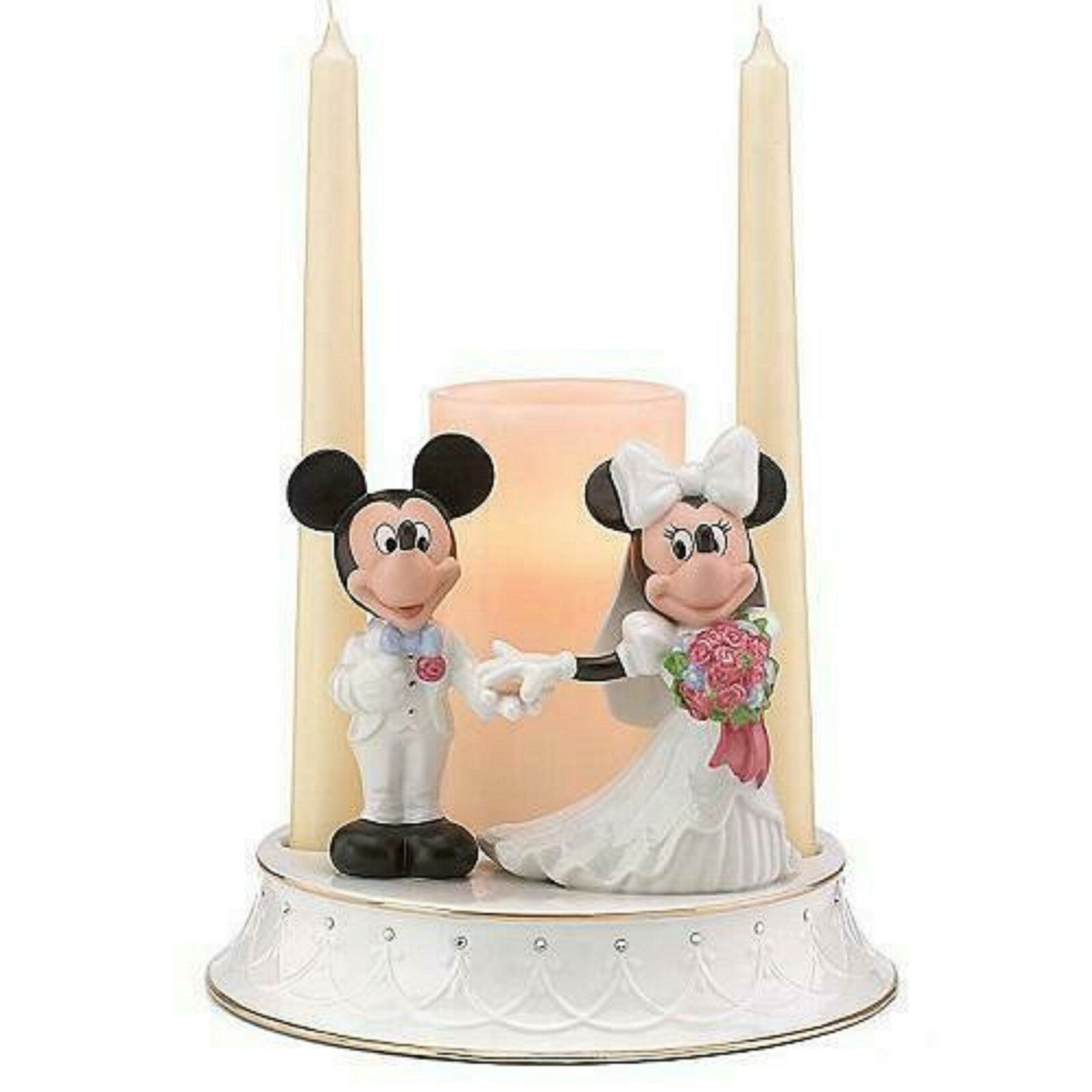 Lenox Disney Mickey Minnie Unity Candle Holder Wedding Figurine Bride Groom NEW0