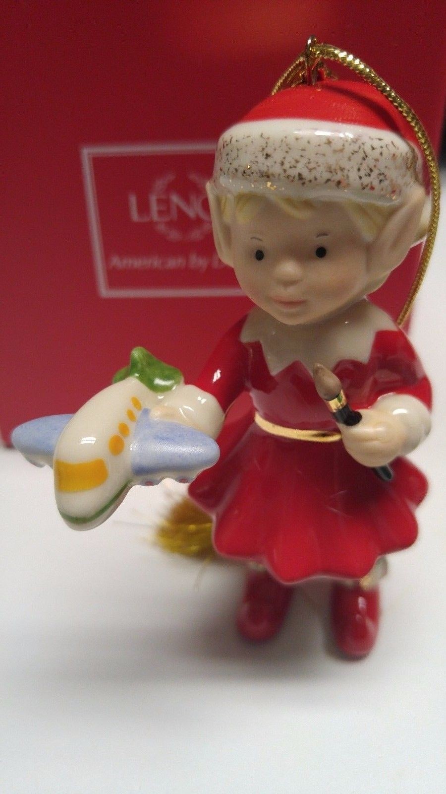 Lenox Edwina The Elf Figurine Ornament Annual Toy Airplane 2015 Christmas NEW12