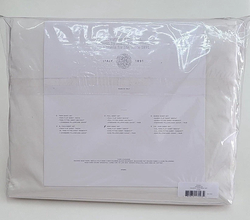 Sferra Celeste Ivory King Sheet Set 4PC 100% Cotton Percale 406TC Soft Italy NEW12