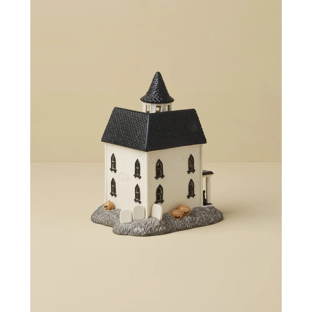 Lenox Halloween Lighted Haunted Mansion House Figurine Graveyard Bat Vintage NEW2