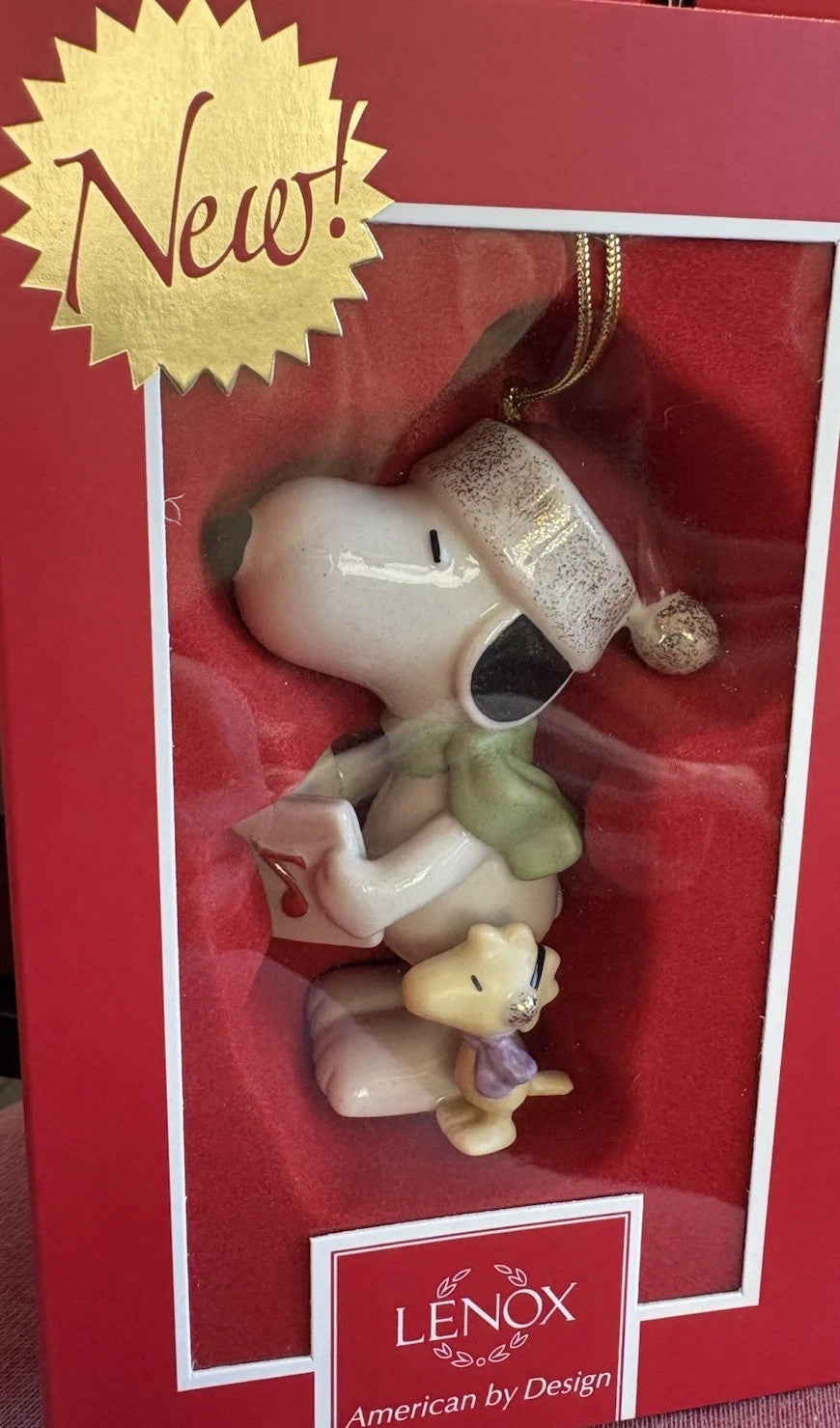 Lenox Peanuts Christmas Caroling With Snoopy Figurine Ornament Woodstock Dog NEW5