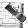 Rogaska Crystal Quoin Ice Bucket with Handle Hand Cut Etch Grid Brick Design NEW0