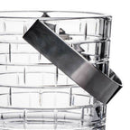 Rogaska Crystal Quoin Ice Bucket with Handle Hand Cut Etch Grid Brick Design NEW0