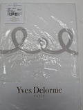 Yves Delorme Italics White Queen Duvet Tan Embroidery Egyptian Cotton Sateen NEW0