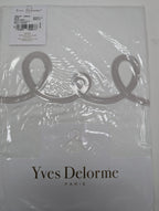 Yves Delorme Italics White Queen Duvet Tan Embroidery Egyptian Cotton Sateen NEW0