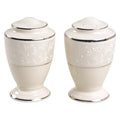 Lenox Pearl Innocence Platinum Salt & Pepper Shakers Set Enamel Dots NEW IN BOX0