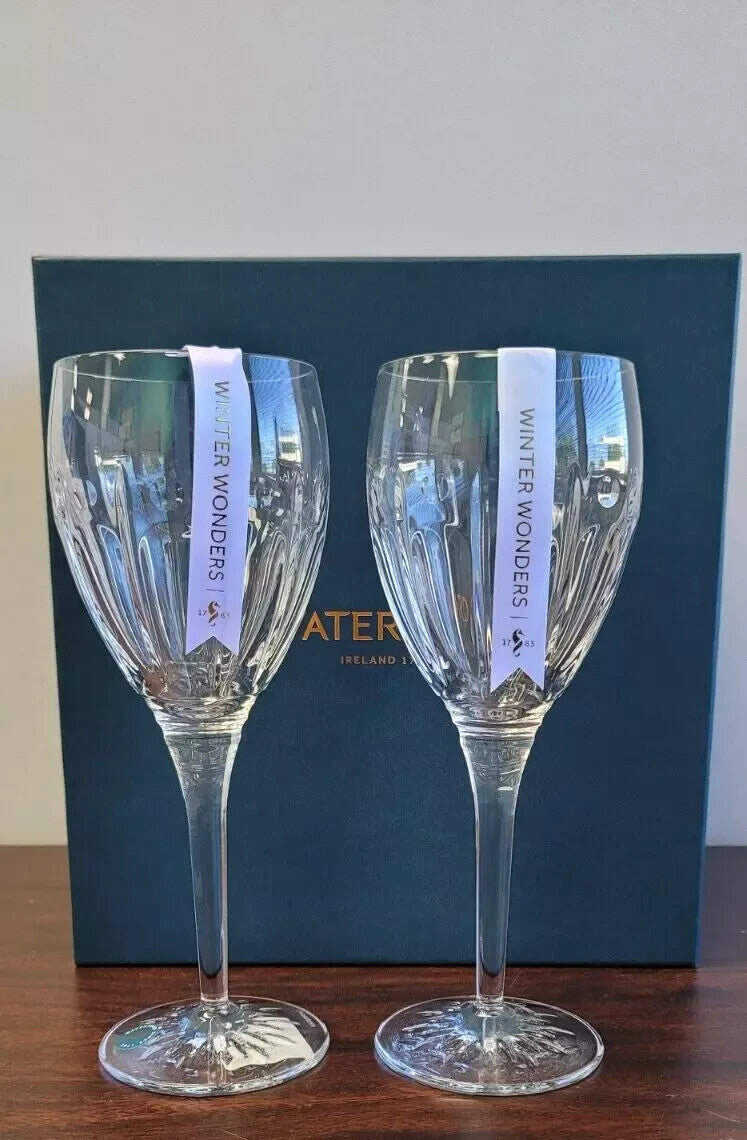 Waterford Crystal Winter Wonders Wine Glasses Midnight Frost 1059648 NEW IN BOX3