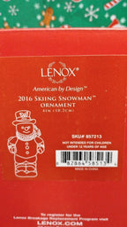Lenox 2016 Snowman Skiing Figurine Ornament Annual Poles Skis Hat Christmas NEW1