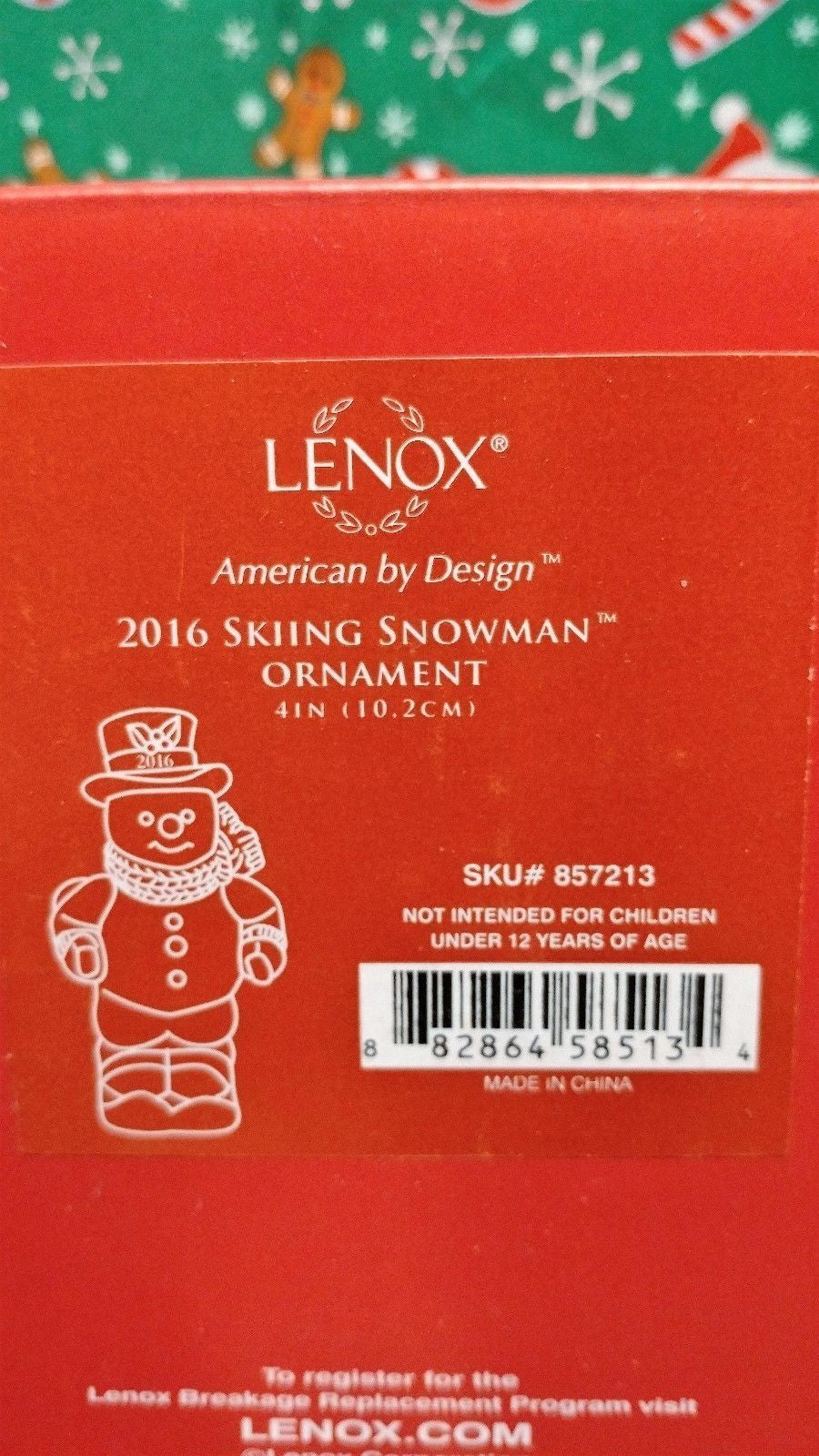 Lenox 2016 Snowman Skiing Figurine Ornament Annual Poles Skis Hat Christmas NEW1