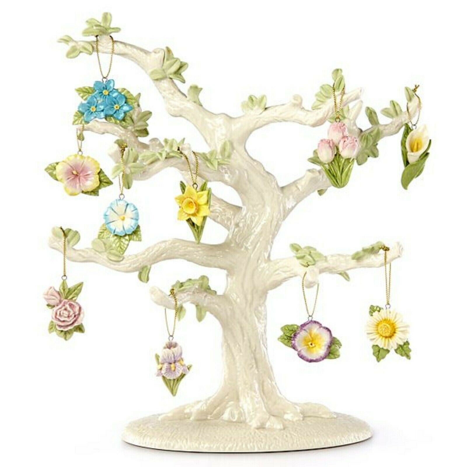 Lenox Celebrate Flowers Miniature Tree Ornaments Set 10 Tulip Lily Rose Iris NEW4