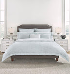 Sferra Graticcio Aquamarine King Duvet Set 3PC Cotton Sateen Jacquard Italy NEW2