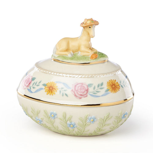 Lenox 2018 Springtime Easter Pony Egg Figurine Trinket Box Palomino Flowers NEW1