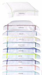 Yves Delorme Athena Queen Duvet Euro Set 3PC Aqua Stripes Egyptian Percale NEW11