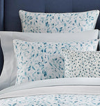 Sferra Azure Euro Sham Brushstrokes White Piping Cotton Sateen Print Italy NEW0
