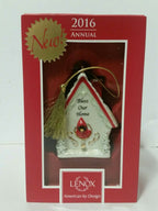 Lenox 2016 Bless Our Home Birdhouse Ornament Christmas Cardinal Hang Tag NEW4