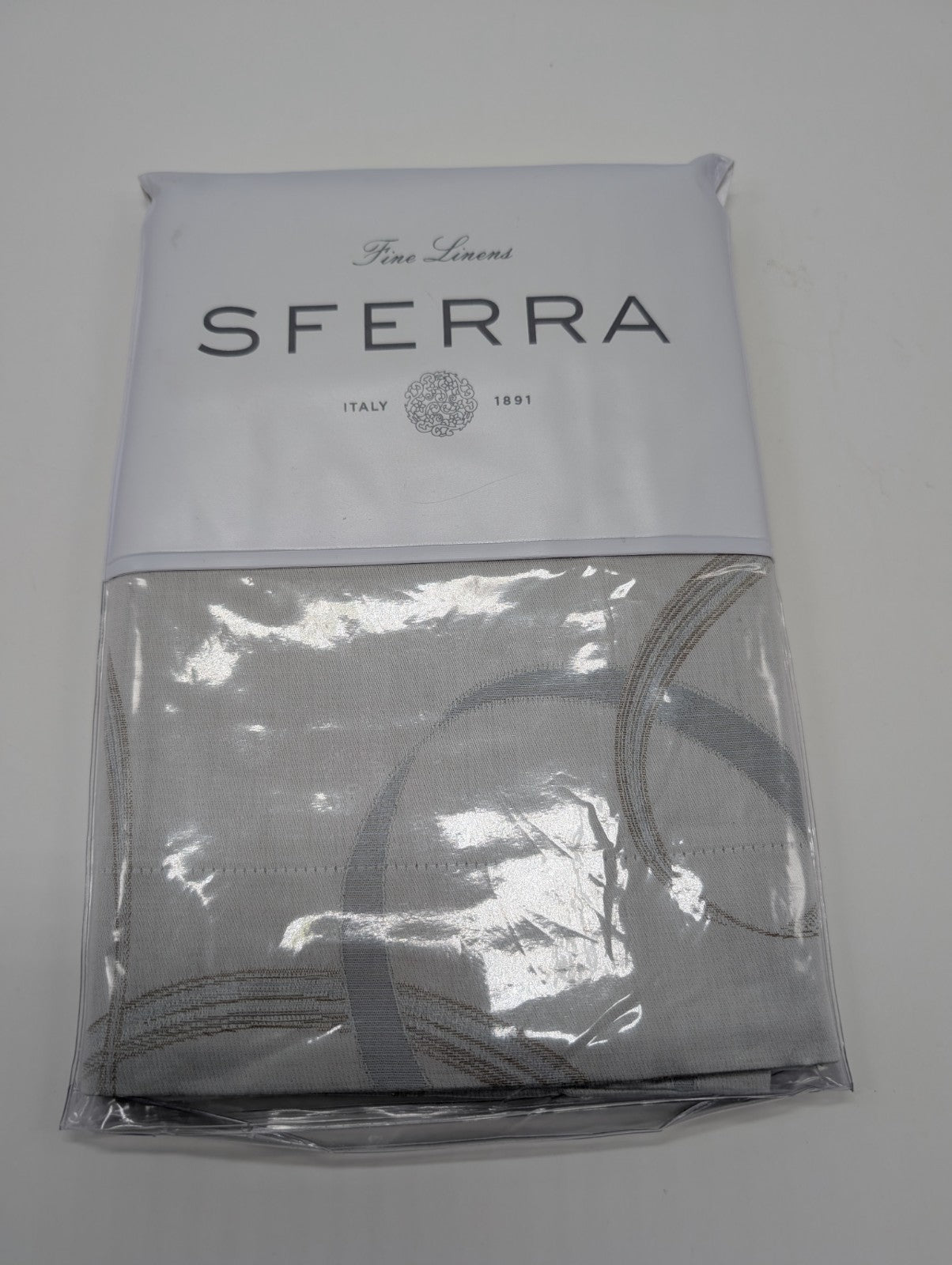 Sferra Caravino Tin Standard Sham Swirly Ribbon Design Sateen Jacquard Italy NEW0