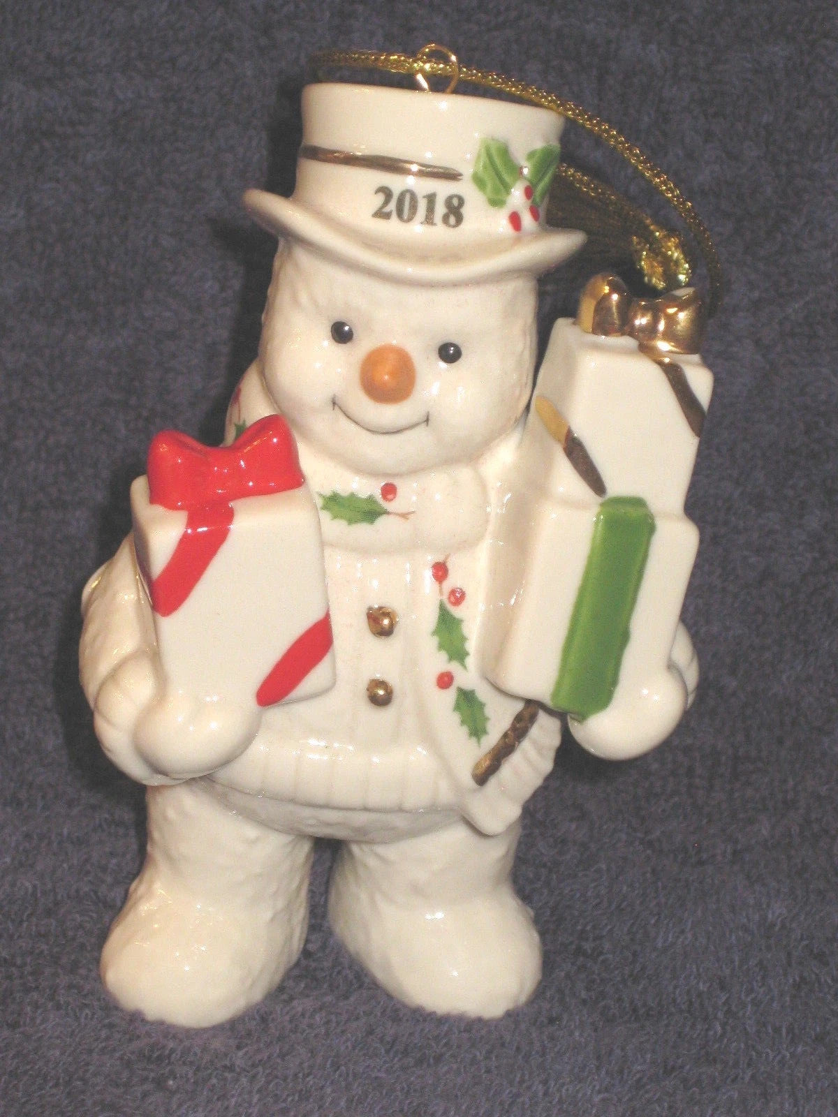 Lenox 2018 Snowman Figurine Ornament Annual Gifts Galore Happy Holly Days NEW5