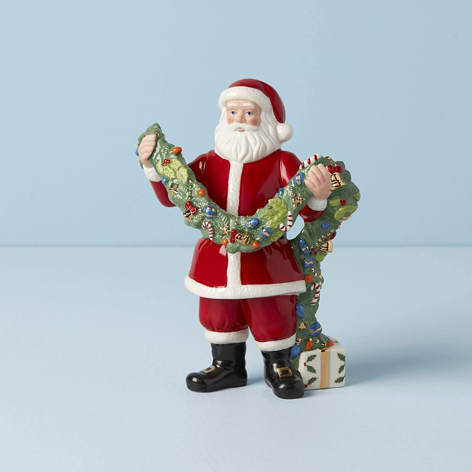 Lenox 2020 Santa Figurine Deck The Halls Decorating With Garland Christmas New2