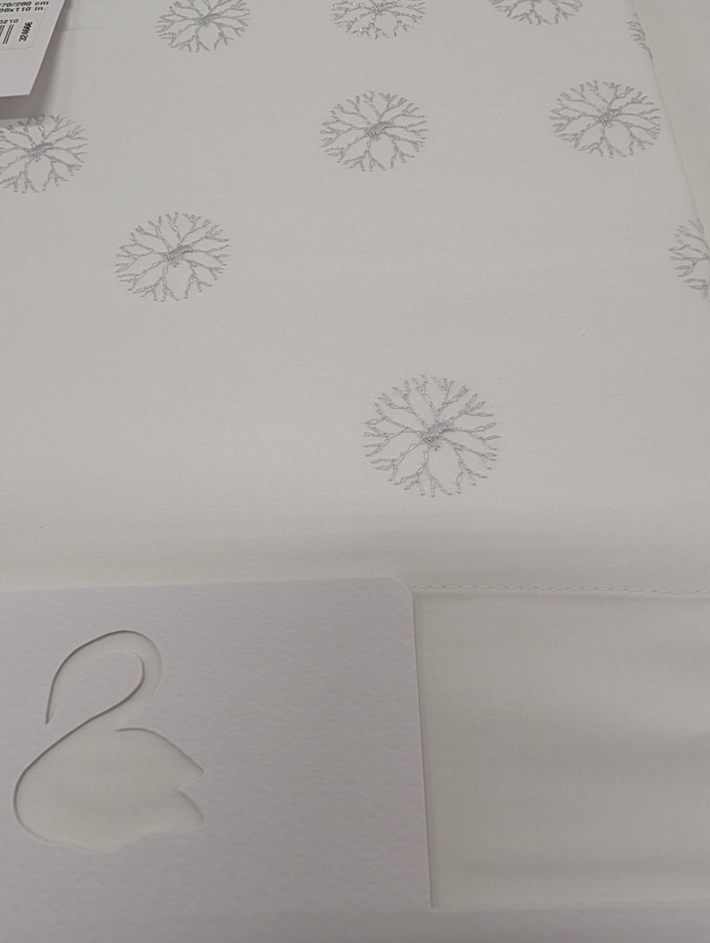 Yves Delorme Neige King Flat Sheet Embroidered Snowflakes Egyptian Cotton LE NEW17