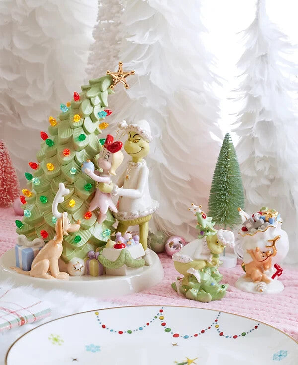 Lenox Grinch Trimming The Tree Lighted LED Figurine Grinchmas Cindy Lou Max NEW3