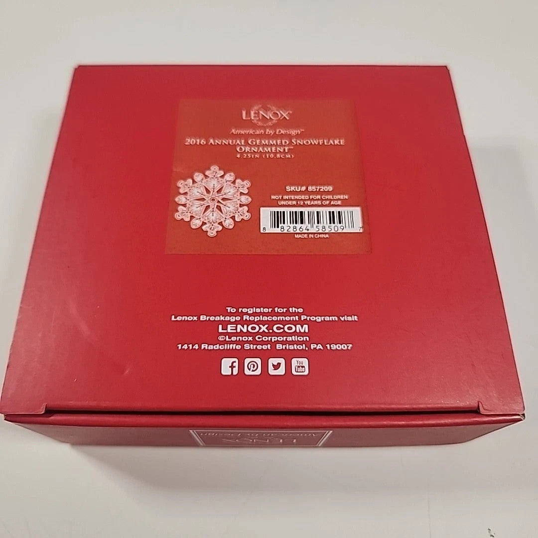Lenox 2016 Gemmed Snowflake Ornament Annual Green Gold Crystals Christmas NEW4