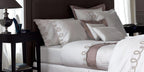 Yves Delorme Italics White Euro Shams Pair Embroidery Egyptian Cotton Sateen NEW5