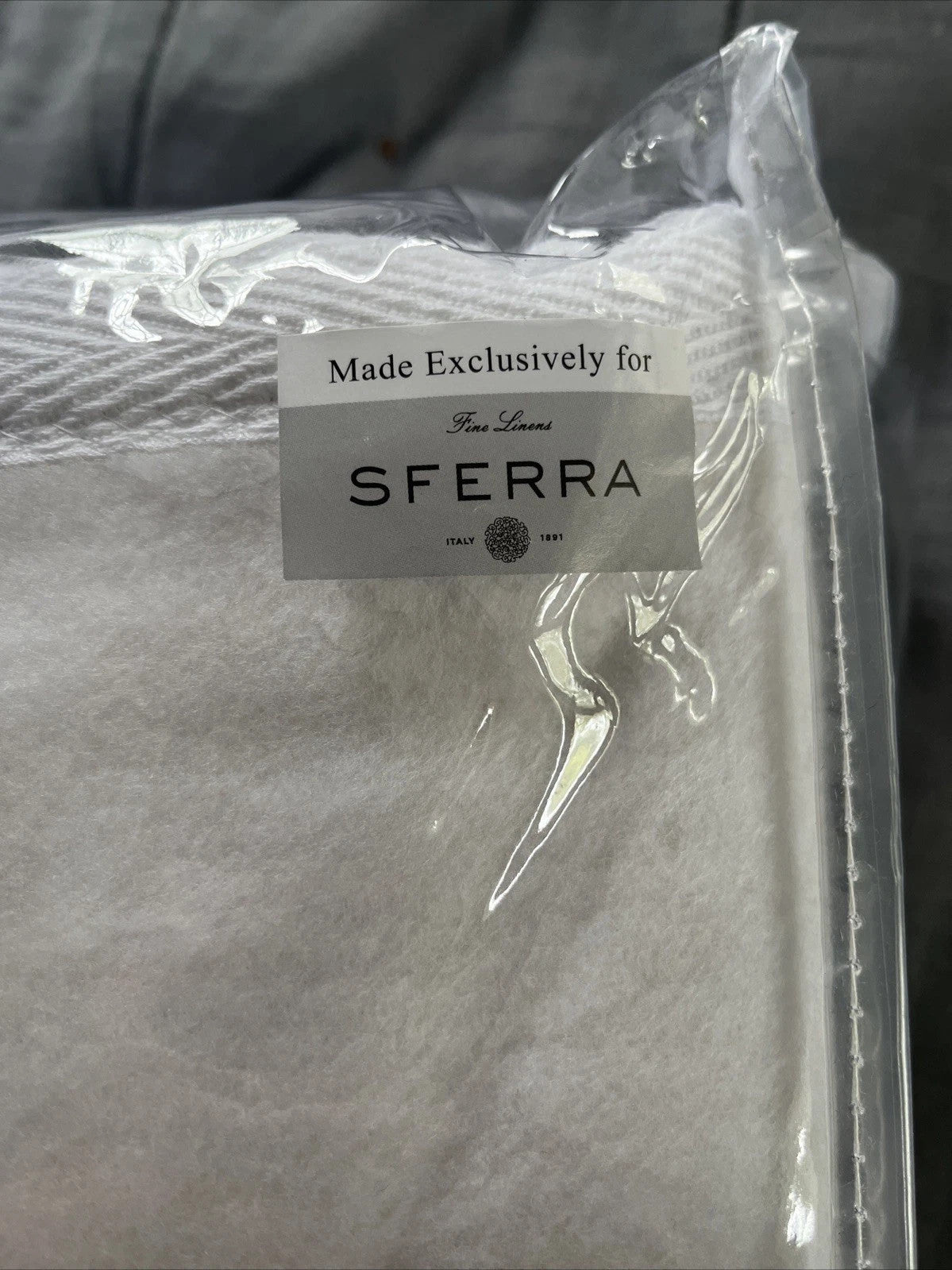 Sferra White Twin Plush Blanket Combed Cotton Home Collection Soft Portugal NEW17