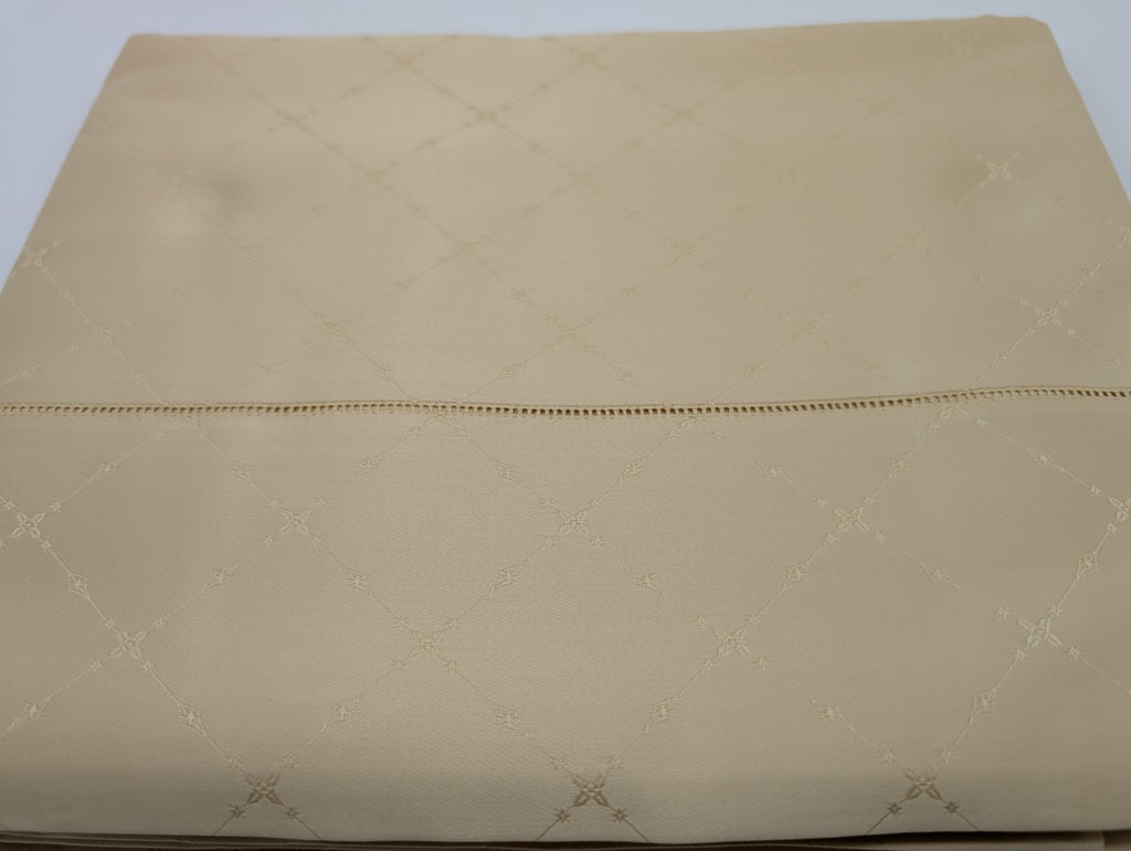 Sferra Colette Gold Queen Flat Sheet Lattice Egyptian Cotton 1020TC Italy NEW12
