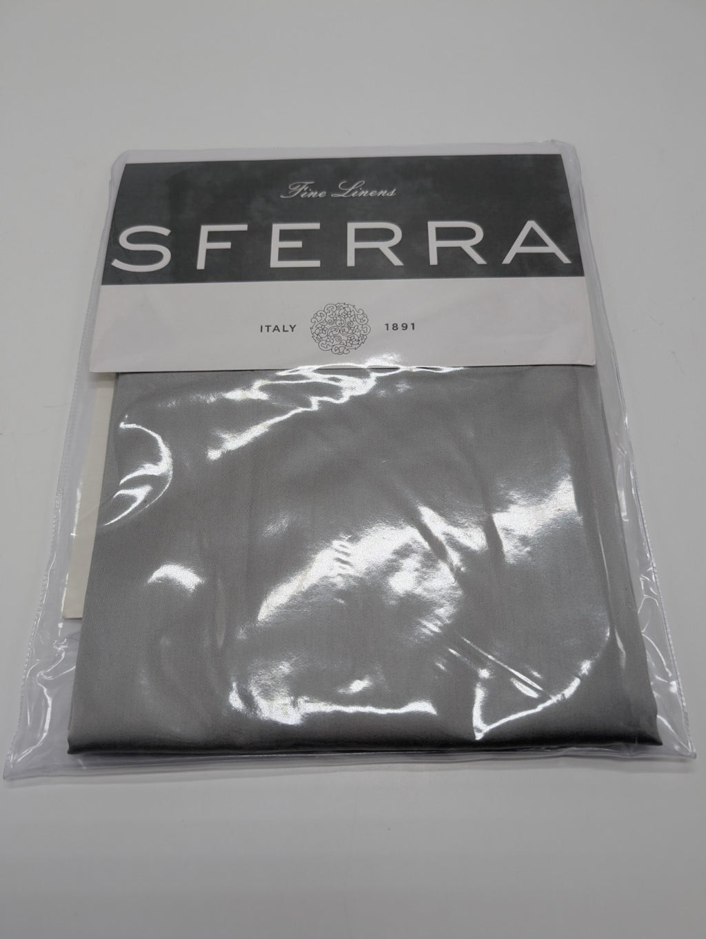 Sferra Giotto Gray Standard Pillowcases Flint Pair Solid Cotton Sateen Italy NEW1