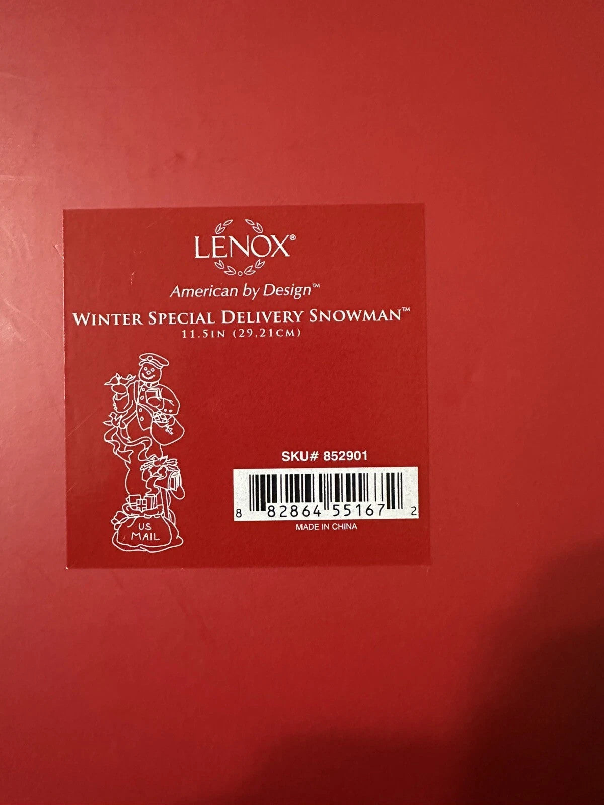 Lenox 2015 Winter Special Delivery Snowman Pencil Figurine Mailman Christmas NEW4
